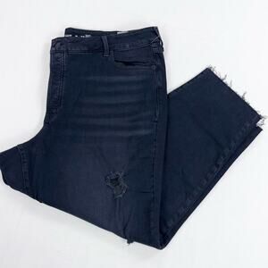 Old Navy Plus High Rise Distressed OG Straight Leg Jean 22 2X Washed Dark Blue